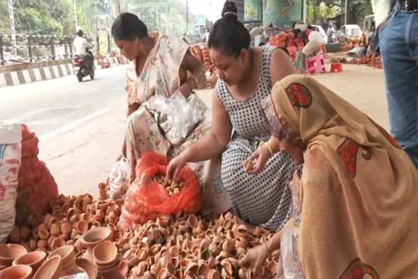 people swarm guwahati's markets ahead of diwali.