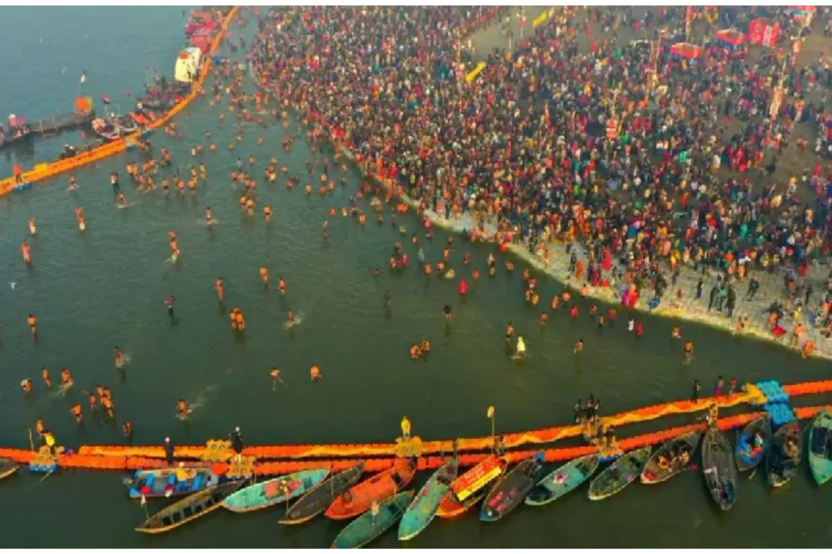 more than 350 million devotees have taken holy dips at sangam in mahakumbh.