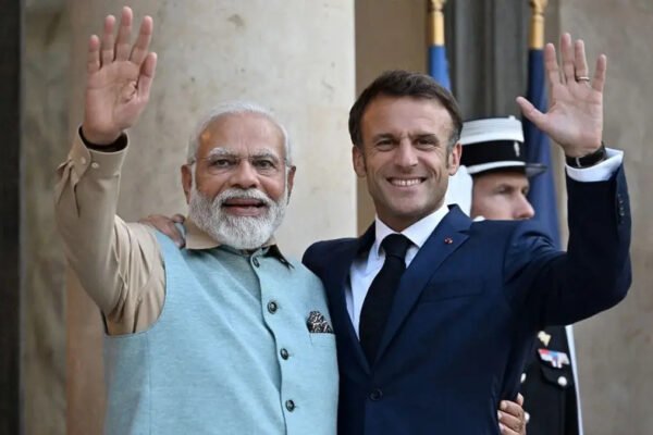 pm modi welcomes ‘dear friend’ macron, says india looks forward to advancing bilateral ties to new heights