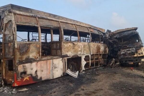 13 Killed, Over 20 Injured After Bus Crashes Into Lorry, Catches Fire in Andhra Pradesh