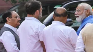 modi rahul gandhi rare moment in parliament