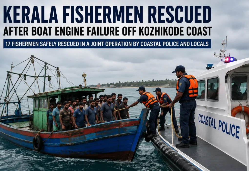 kerala fishermen rescued after boat engine failure
