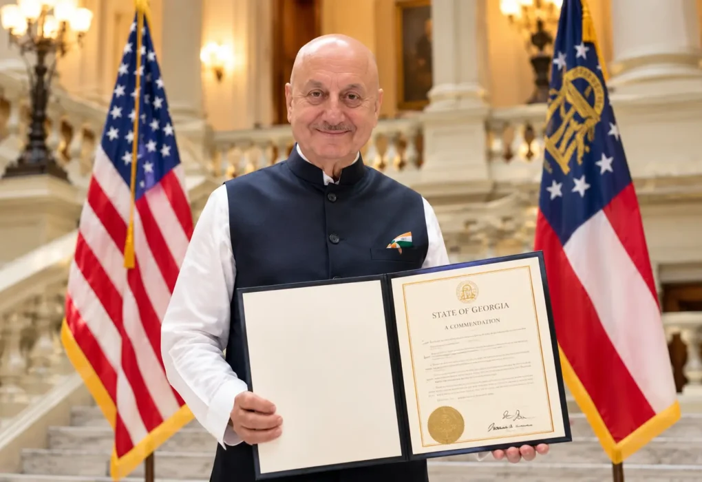 anupam kher receives georgia governor’s commendation