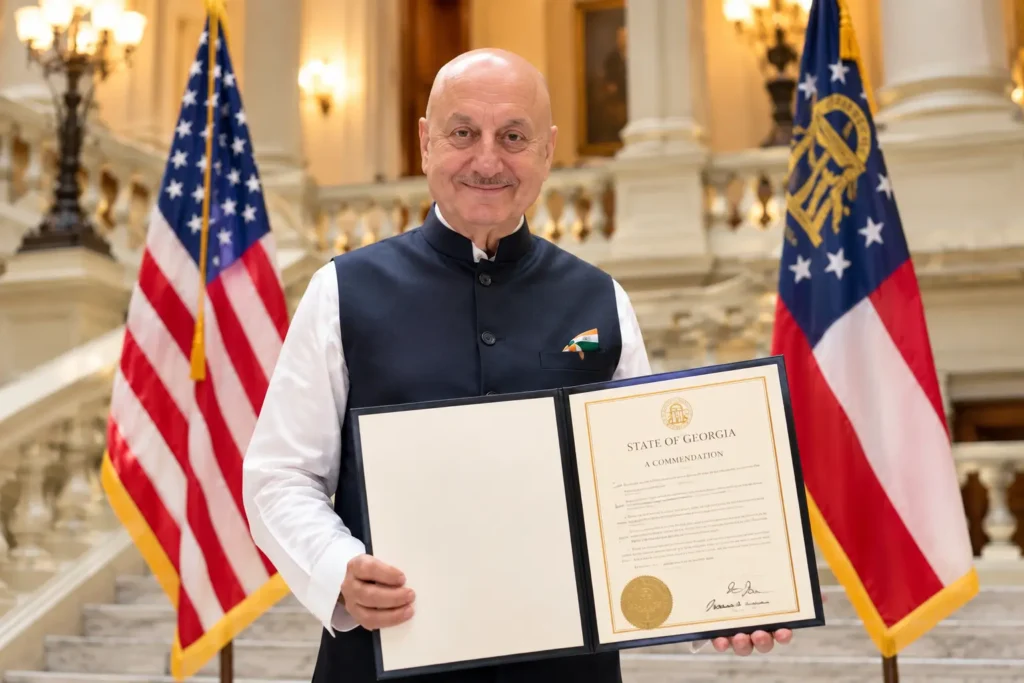 anupam kher receives georgia governor’s commendation